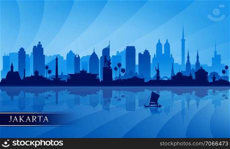 Jakarta city skyline silhouette background, vector illustration