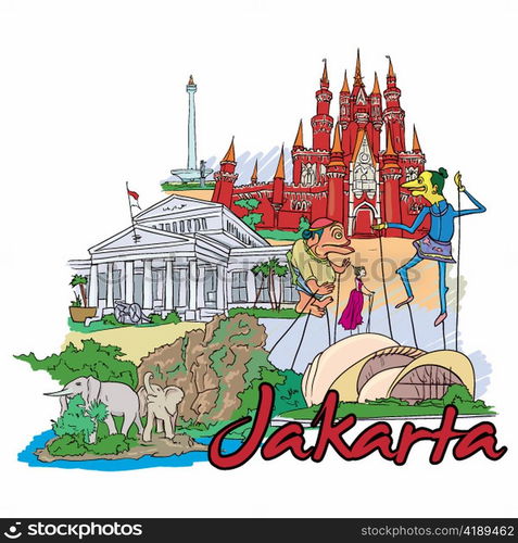 jakarta doodles vector illustration