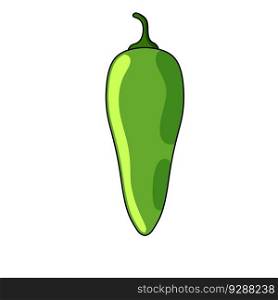 Jalapeno pepper. Spicy green chili. Mexican food. Isolated cartoon illustration.