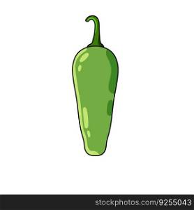 Jalapeno pepper. Spicy green chili. Mexican food. Isolated cartoon illustration.. Jalapeno pepper. Spicy green chili.