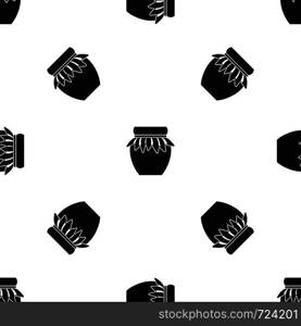 Jam in glass jar pattern repeat seamless in black color for any design. Vector geometric illustration. Jam in glass jar pattern seamless black