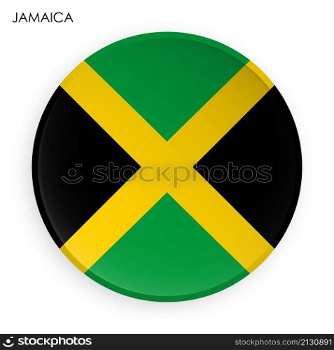 JAMAICA flag icon in modern neomorphism style. Button for mobile application or web. Vector on white background