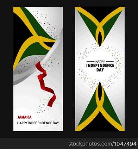 Jamaica Happy independence day Confetti Celebration Background Vertical Banner set