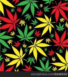 jamaican marijuana pattern . jamaican marijuana pattern on black background