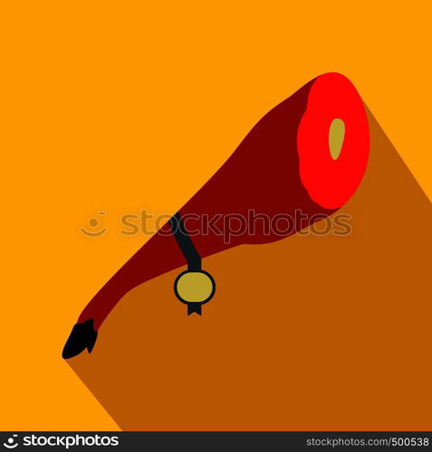 Jamon icon in flat style on a yellow background . Jamon icon, flat style