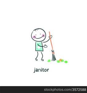 Janitor. Illustration.