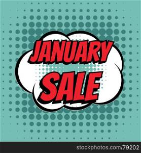 January sale comic book bubble text retro style
