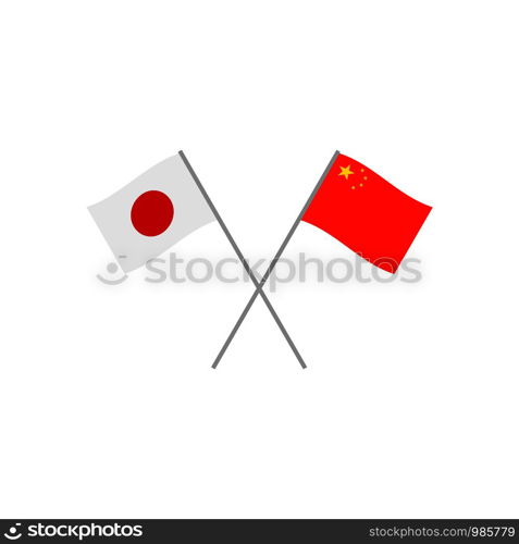 Japan and China flags. Flags icon. vector eps10. Japan and China flags