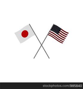 Japan and usa flags. Flag icons. Vector. Japan and usa flags