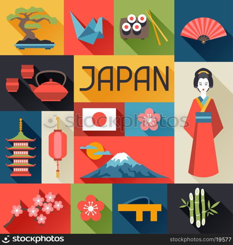 Japan background design. Illustration on Japanese theme.