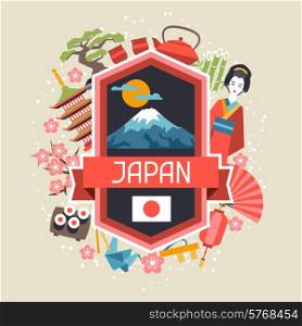Japan background design. Illustration on Japanese theme.