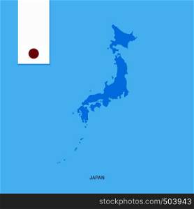 Japan Country Map with Flag over Blue background. Vector EPS10 Abstract Template background