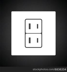 Japan electrical socket icon. Black background with white. Vector illustration.