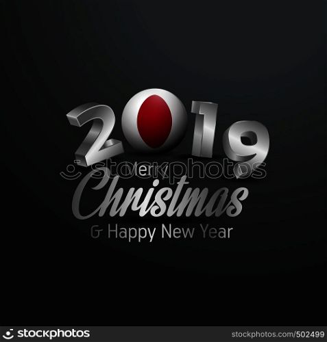 Japan Flag 2019 Merry Christmas Typography. New Year Abstract Celebration background