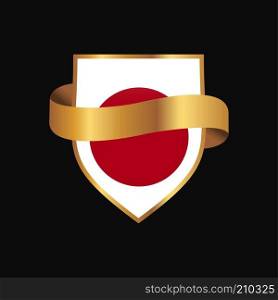 Japan flag Golden badge design vector