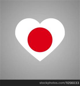 Japan flag heart sign icon. Vector eps10