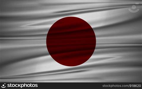 Japan flag vector. Vector flag of Japan blowig in the wind. EPS 10.