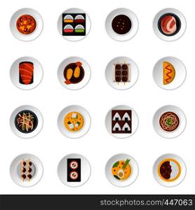 Japan food icons set in flat style isolated vector icons set illustration. Japan food icons set in flat style