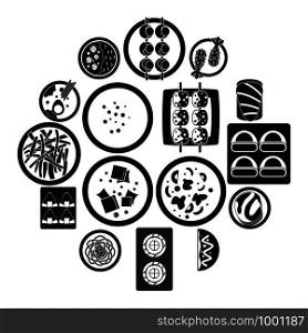 Japan food icons set. Simple illustration of 16 japan food vector icons for web. Japan food icons set, simple style