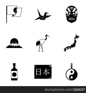 Japan icons set. Simple illustration of 9 Japan vector icons for web. Japan icons set, simple style