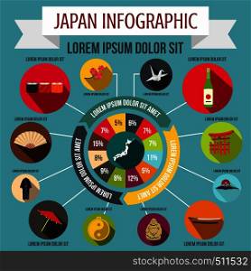 Japan infographic elements in flat style for any design. Japan infographic elements, flat style