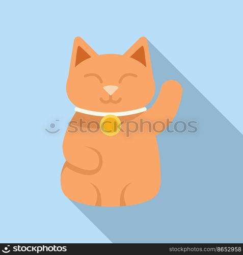 Japan lucky cat icon flat vector. Neko maneki. Fortune luck. Japan lucky cat icon flat vector. Neko maneki