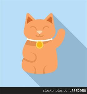 Japan lucky cat icon flat vector. Neko maneki. Fortune luck. Japan lucky cat icon flat vector. Neko maneki