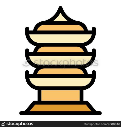 Japan pagoda icon outline vector. Chinese building. Temple palace color flat. Japan pagoda icon vector flat
