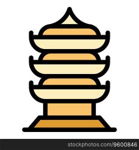 Japan pagoda icon outline vector. Chinese building. Temple palace color flat. Japan pagoda icon vector flat