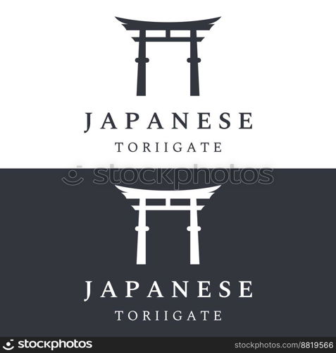 Japanese ancient tori gate logo design. Japanese heritage, culture and history tori gate. Logo for business.