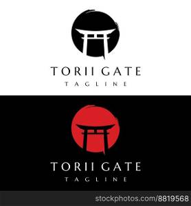 Japanese ancient tori gate logo design. Japanese heritage, culture and history tori gate. Logo for business.