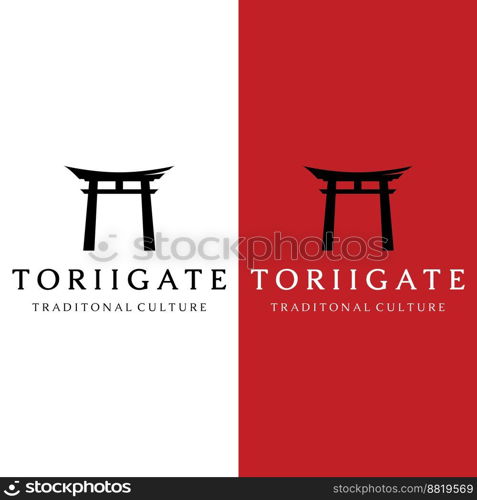 Japanese ancient tori gate logo design. Japanese heritage, culture and history tori gate. Logo for business.