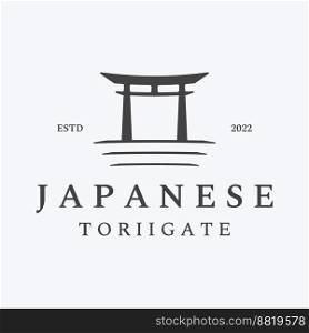 Japanese ancient tori gate logo design. Japanese heritage, culture and history tori gate. Logo for business.
