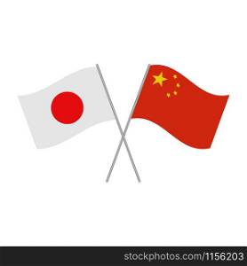 Japanese and Chinese flags vector isolated on white background. Japanese and Chinese flags vector isolated