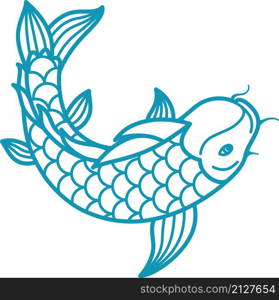 Japanese carp koi icon fish above top minimal view isolated. Japanese carp koi icon fish above top minimal view