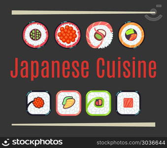 Japanese cuisine restaurant logo template. Japanese cuisine restaurant logo template. Healthy east food. Vector illustration