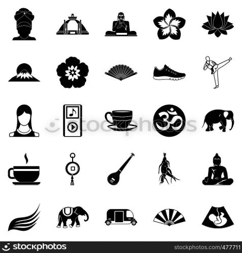 Japanese culture icons set. Simple set of 25 japanese culture vector icons for web isolated on white background. Japanese culture icons set, simple style