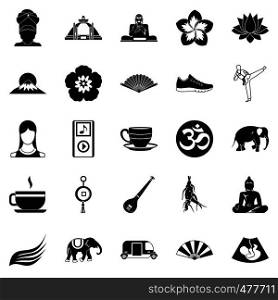 Japanese culture icons set. Simple set of 25 japanese culture vector icons for web isolated on white background. Japanese culture icons set, simple style