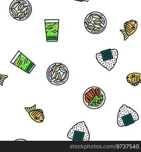 japanese food asian meal vector seamless pattern thin line illustration. japanese food asian meal vector seamless pattern