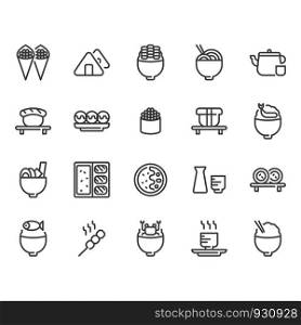 Japanese food icon set. Vector illustration