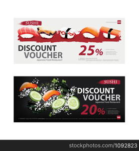 Japanese Food Voucher Discount Template Vector illustration