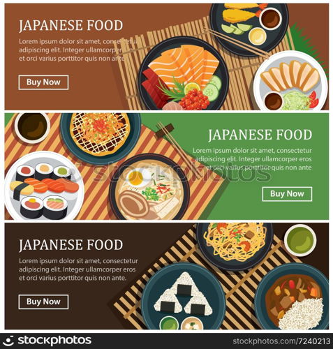 Japanese food web banner.Japanese street food coupon.