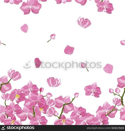 Japanese Garden seamless pattern spring Asia Flowers. Wallpaper. Hand drawn. Floral vector illustration for fashion, fabric. Surface and textile print. . Floral vector illustration for fashion, fabric. Surface and textile print. Japanese Garden seamless pattern spring Asia Flowers.