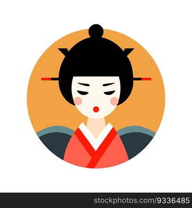 Japanese geisha logo design template isolated on white background. Traditional japanese costume icon. Vector stock