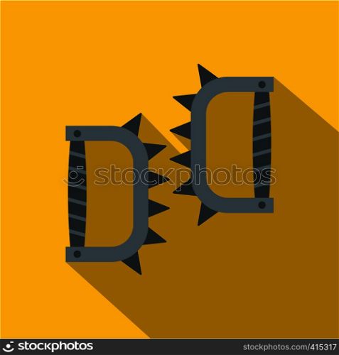 Japanese knuckles with spikes icon. Flat illustration of Japanese knuckles with spikes vector icon for web on yellow background. Japanese knuckles with spikes icon, flat style