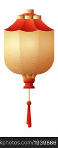Japanese lantern. Red paper hanging chinatown lamp isolated on white background. Japanese lantern. Red paper hanging chinatown lamp