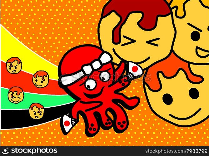 japanese octopus seafood theme vector art illustration. octopus seafood theme