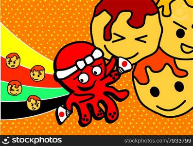 japanese octopus seafood theme vector art illustration. octopus seafood theme