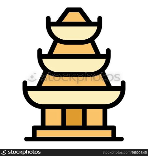 Japanese pagoda icon outline vector. China building. House temple color flat. Japanese pagoda icon vector flat