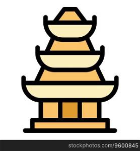 Japanese pagoda icon outline vector. China building. House temple color flat. Japanese pagoda icon vector flat